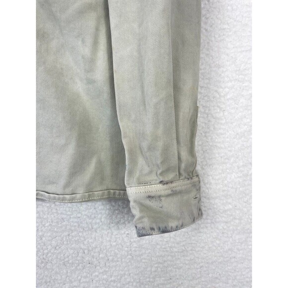 ZARA Denim Shirt Jacket Men’s Size S Light Gray Distressed Casual Button Up - Picture 5 of 12